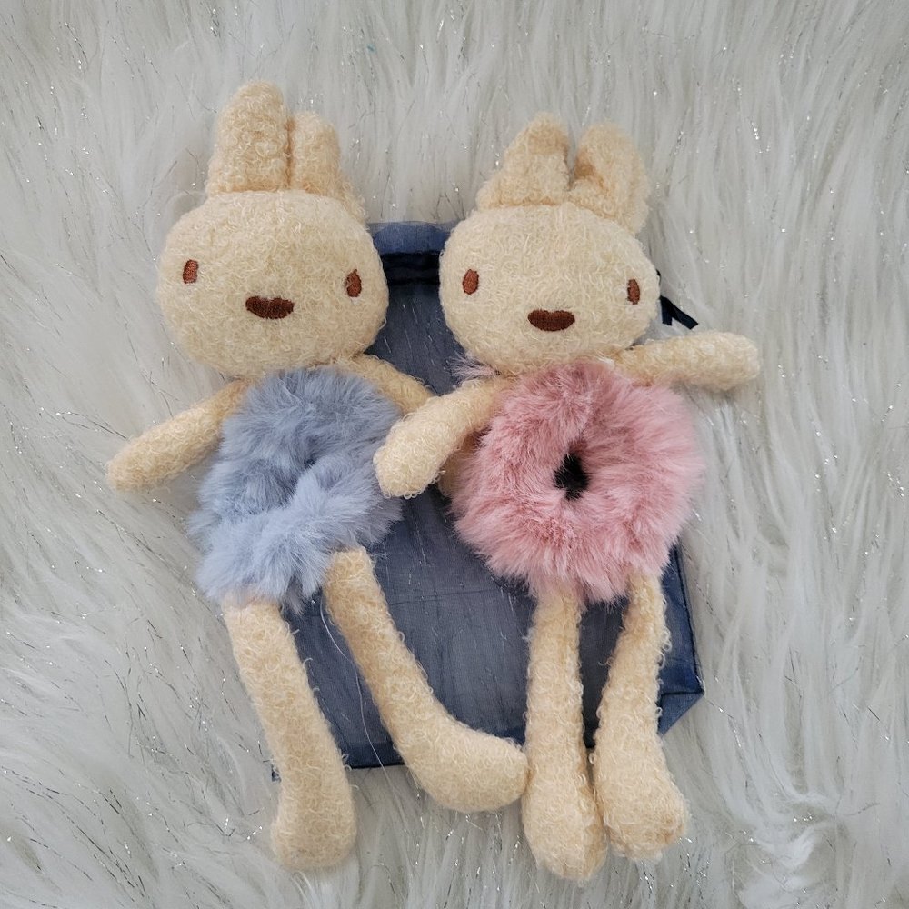 Set of 2 Plush Rabbit Scrunchies